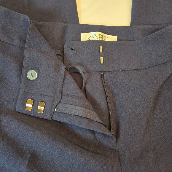 KASPER Women's Plus Size Tab Front Pant Sz: 16W  Navy - Picture 9 of 13